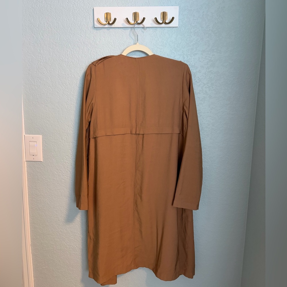 Elodie Camel Drape Trench Coat Lightweight Duster XS - Picture 5 of 6